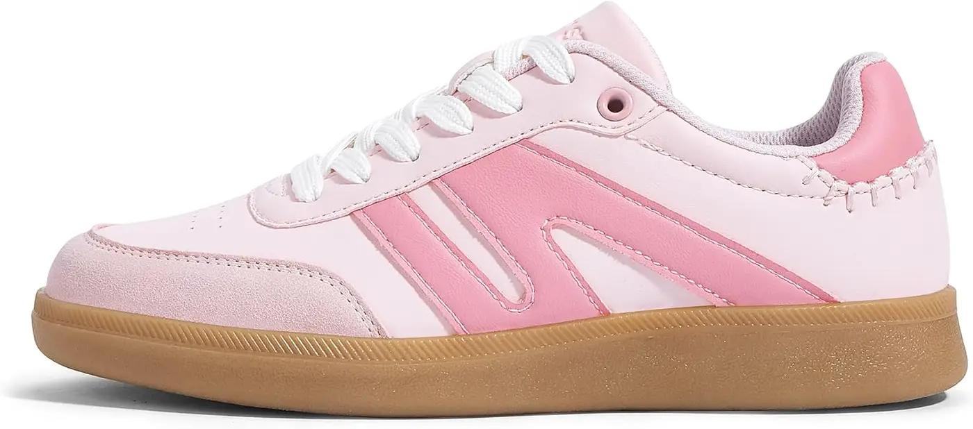 LUCKY STEP Women Classic Retro Gum Sole Fashion Sneakers Casual Tennis Skate Shoe Genuine Leather Walking Footwear Anti Slip Trainers