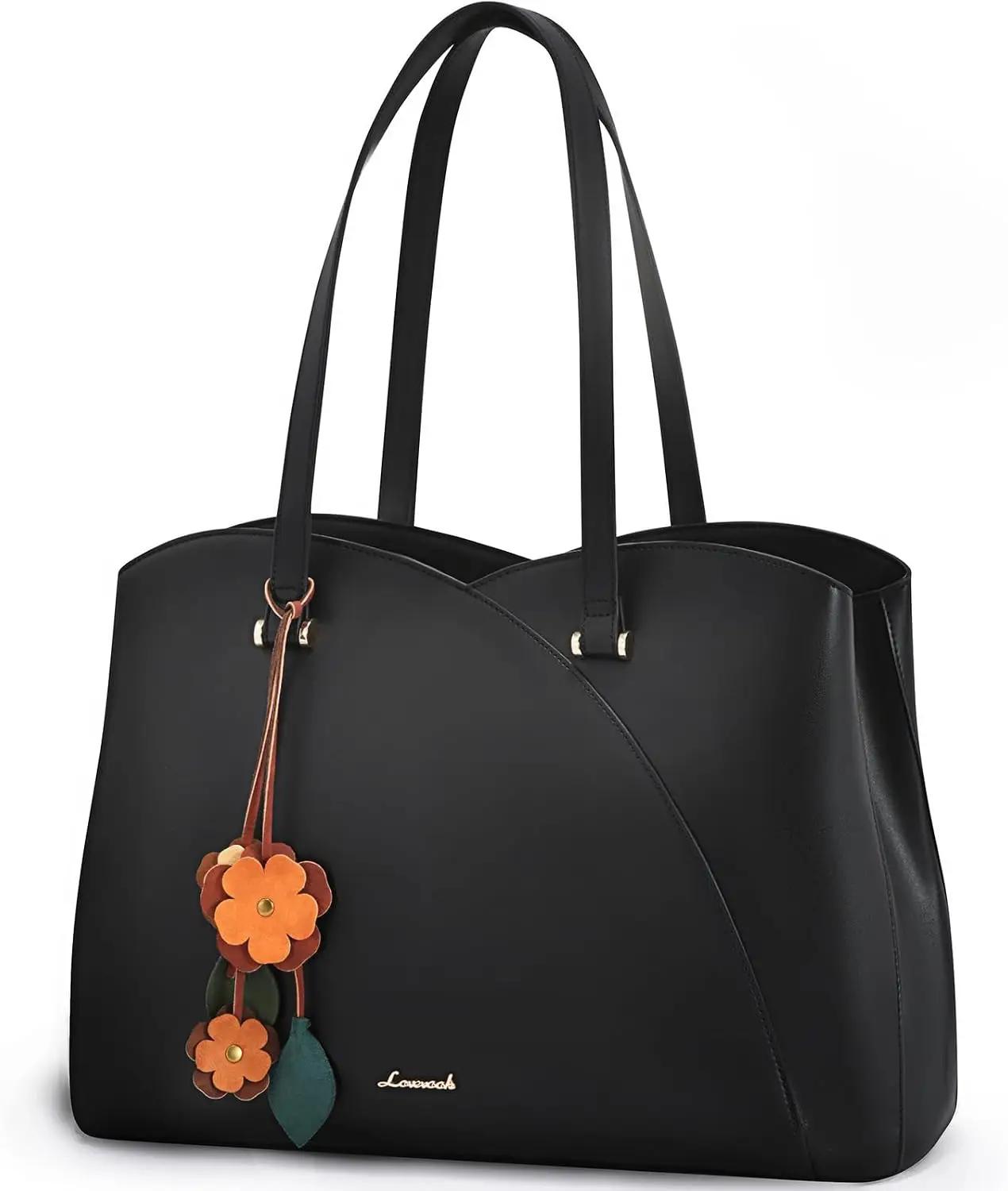 LOVEVOOK LOVEVOOK Work Laptop Tote Bag for Women, Leather Laptop Bag Teacher Tote Bag, Professional Computer Bag Large Purses Handbag, Fits 15.6 Inch Laptop