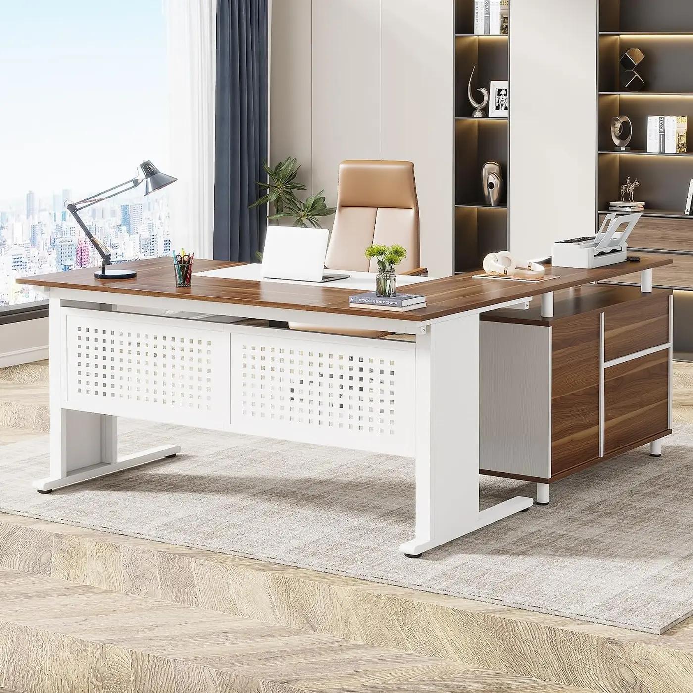 Tribesigns 63 Inch Executive Desk with File Cabinet
