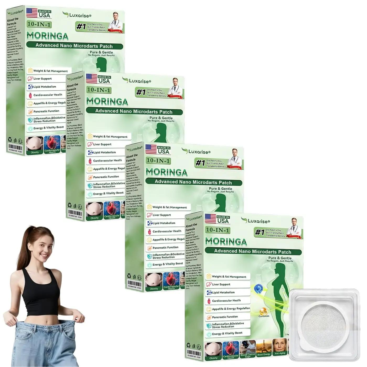 Luxarise Moringa 10-IN-1 Advanced Nano Microdarts Patch, 2026 New Luxurious Moringa Patches, Natural Moringa Patches for Women and Men, Suitable for All Skin Types (4 boxes)