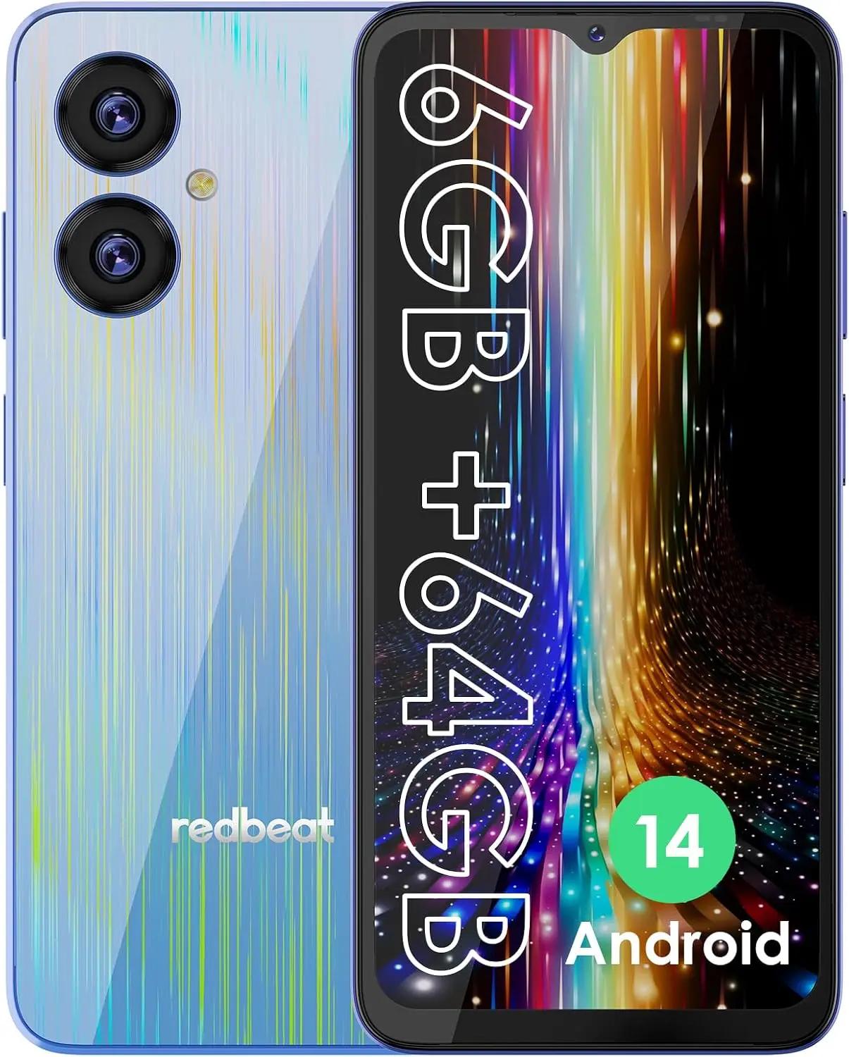Unlocked Android 14 Smartphone D5 Phone 8-core 1.6GHz Processor 6.52 Inch IPS, 5000mAh, 6GB RAM 64GB ROM Expandable 1TB, 13MP + 5MP Camera, Dual 4G SIM Slots, GPS, Type-C, WiFi5, Bluetooth 5.0