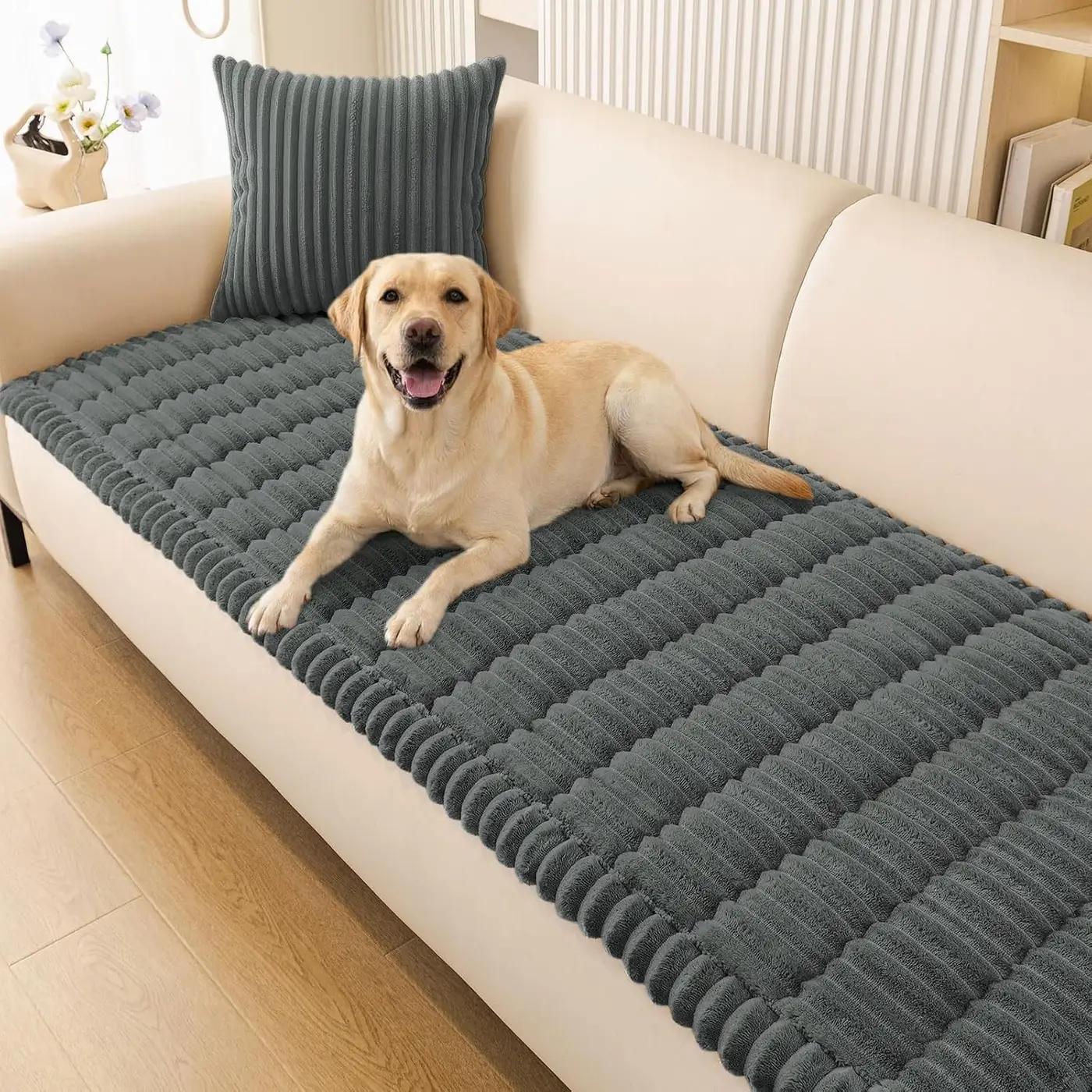 Smiry Couch Cover for Dogs Washable, Non Slip Fuzzy Pet Couch Covers for 3 Cushion Sofa Pet Friendly, Thick Soft Sofa Slipcovers Cushion Protector (Dark Grey, 27.6" x 59") OEKO-TEX STANDARD 100