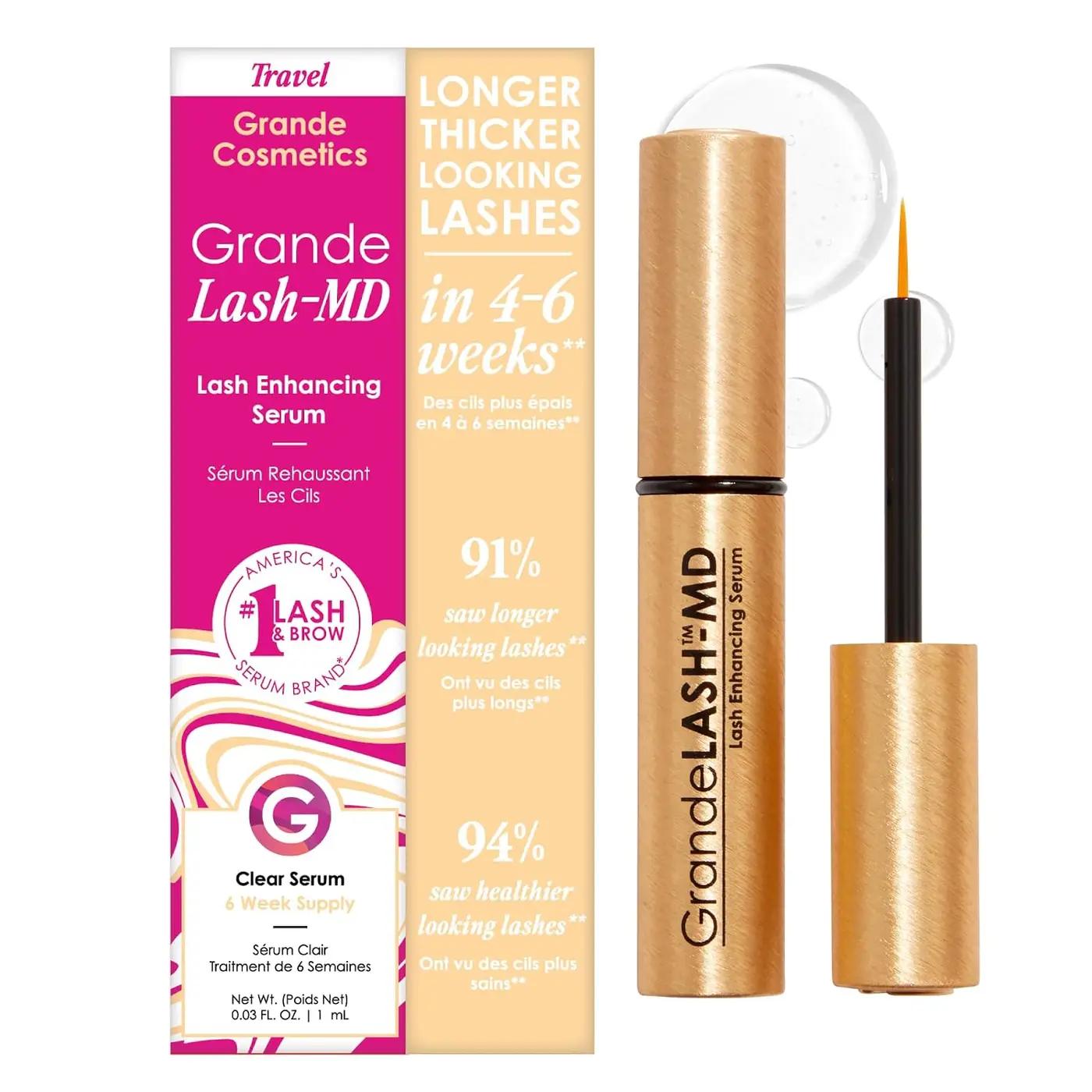 Grande Cosmetics GrandeLASH-MD Lash Enhancing Serum - Peptide &amp; Vitamin Infused Formula for Longer, Thicker, Fuller Looking Lashes - Ophthalmologist Tested, Cruelty-Free