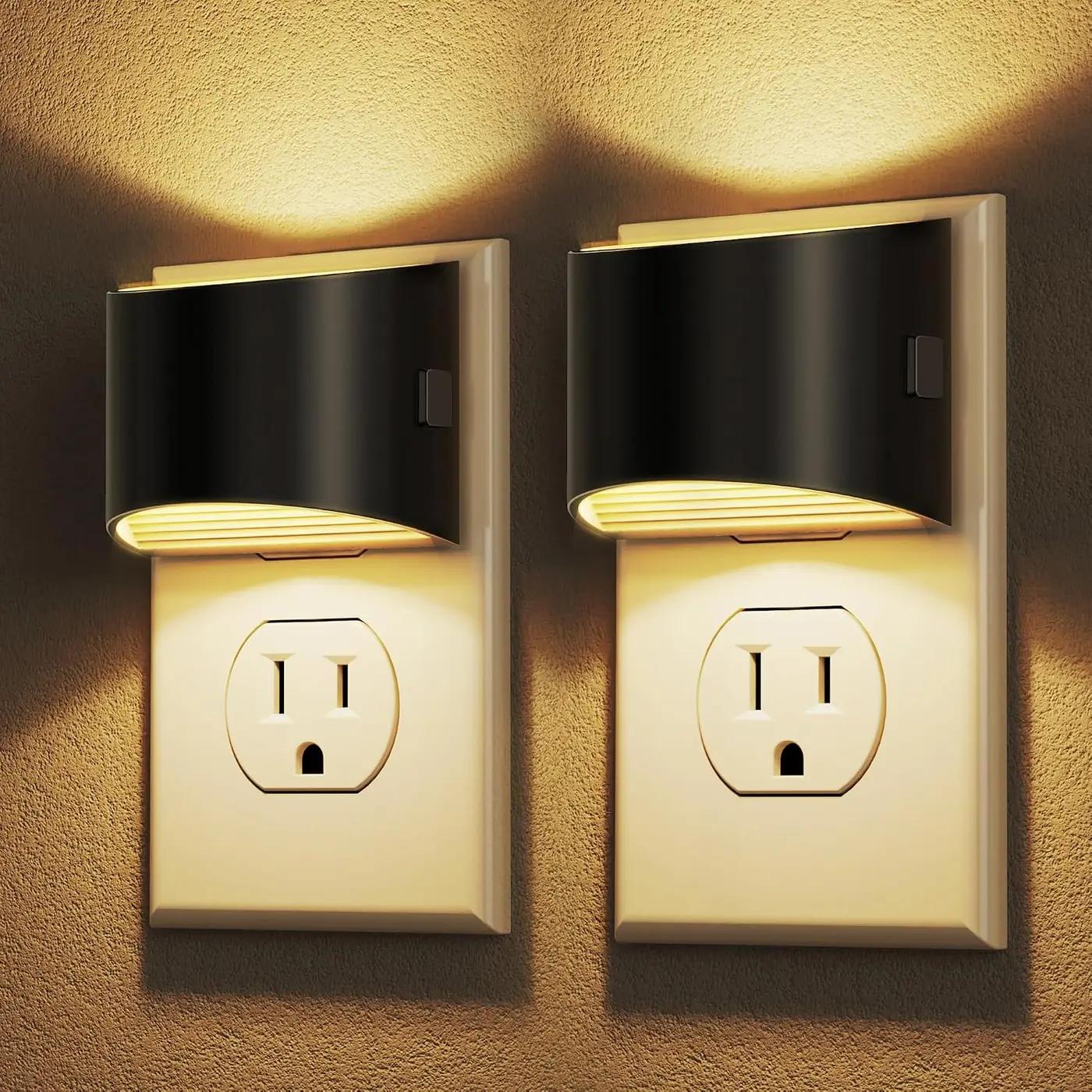 DORESshop LED Night Light[2 Pack], Night Lights Plug into Wall, 3 Level Brightness Adjustable Plug in Night Light, Dusk to Dawn Sensor, Nightlights for Adults, Bedroom, Bathroom, Hallway, 3000K