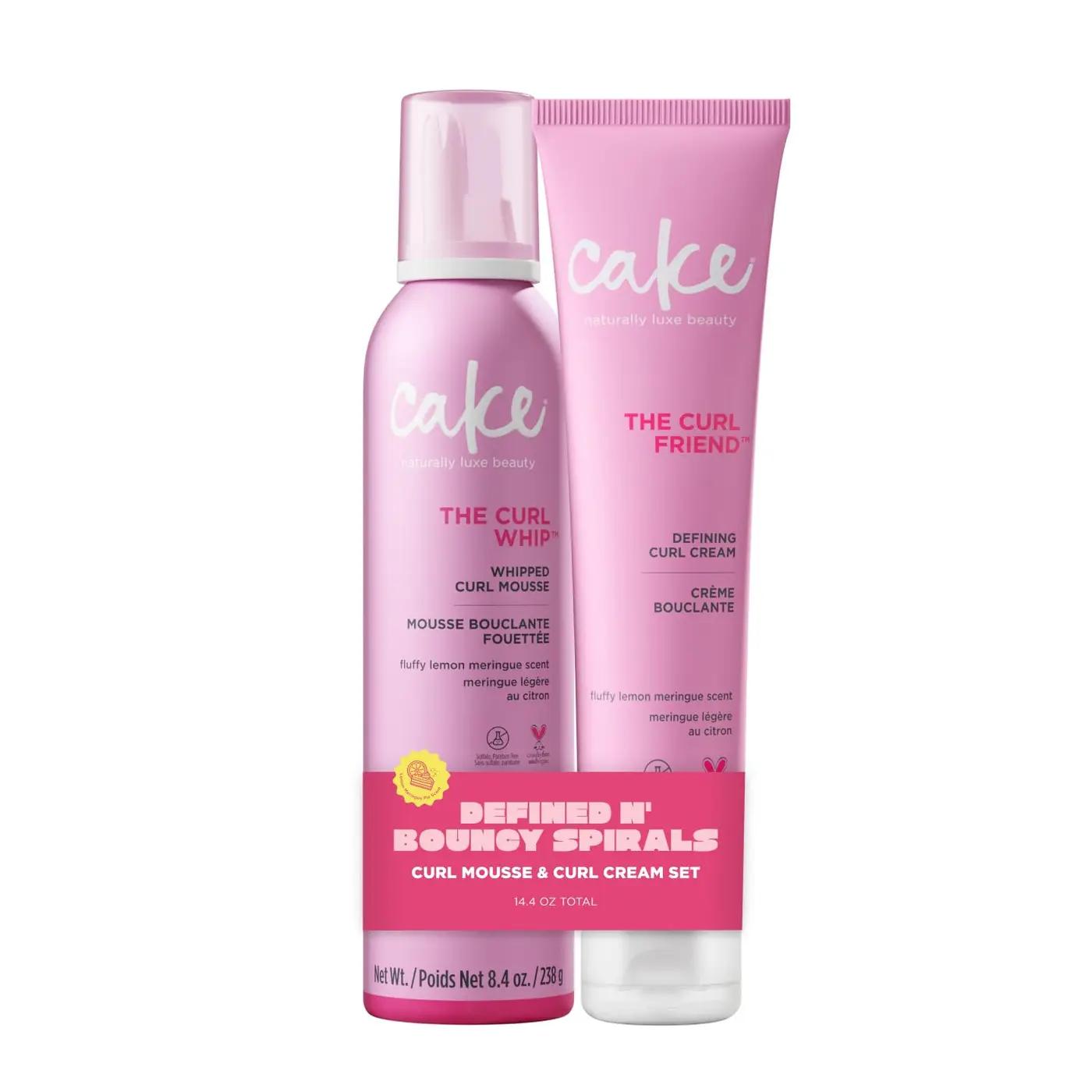Cake Beauty Curl Defining Cream &amp; Whipped Curl Mousse 2pk, The Curl Friend- For Moisture, Definition &amp; Hold- For Curly Hair