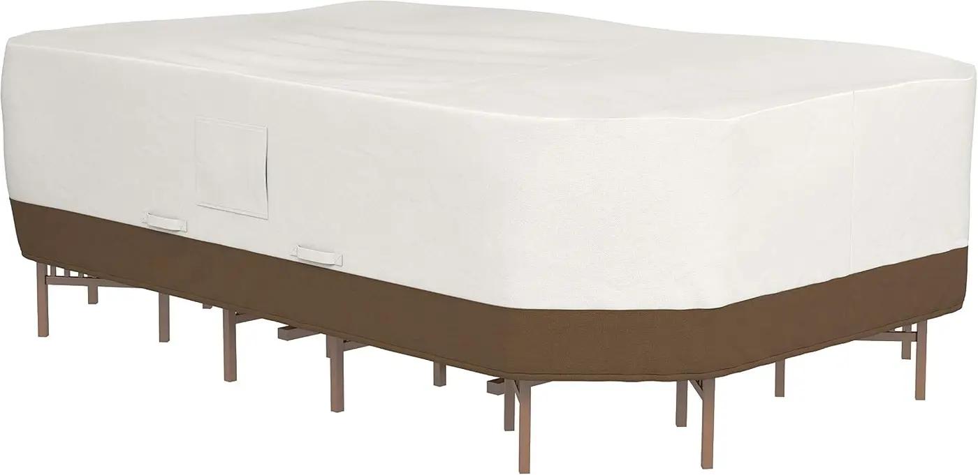 Amazon Basics Patio Furniture Cover, Waterproof, Anti-UV, Wind Resistant, X-Large, Durable, Beige/Tan, 130" x 84"