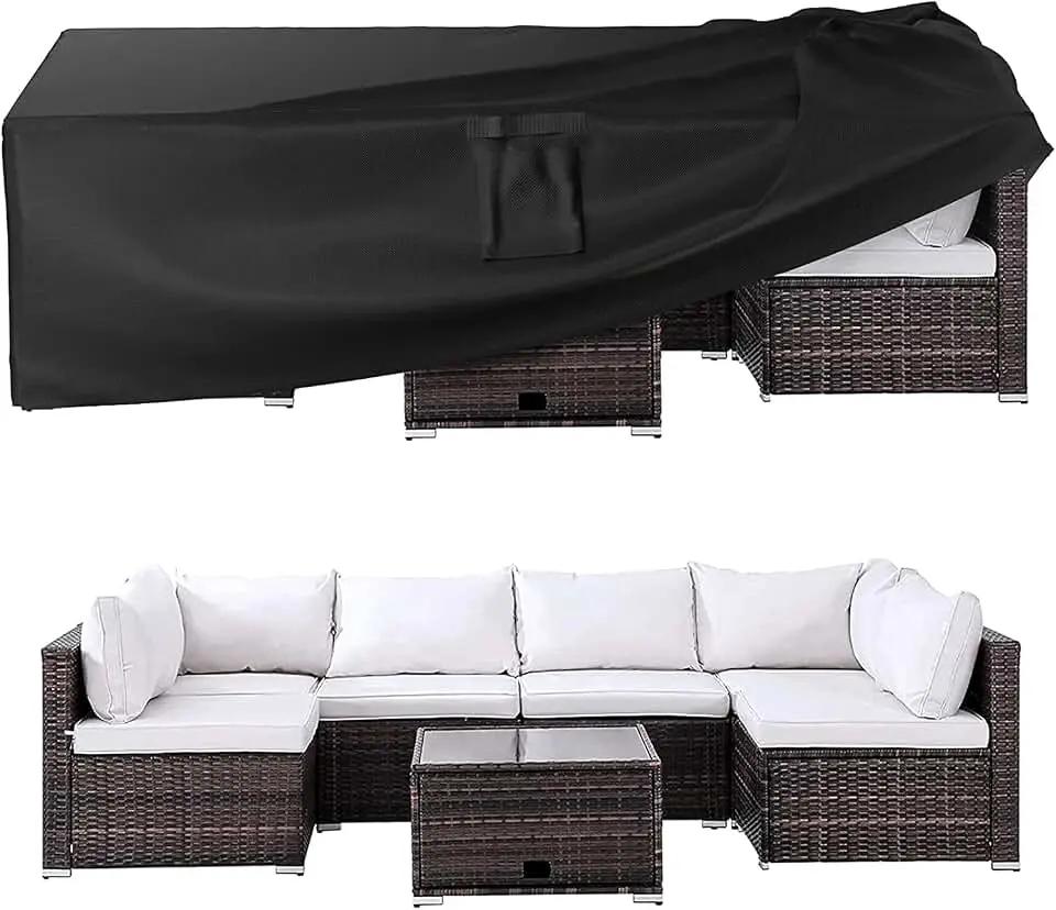 Ruimoy Patio Furniture Covers, Outdoor Furniture Cover Waterproof, General Purpose, Outside Table and Chair Covers, Heavy Duty 600D (128 Inch L x 82 Inch W x 28 Inch H)
