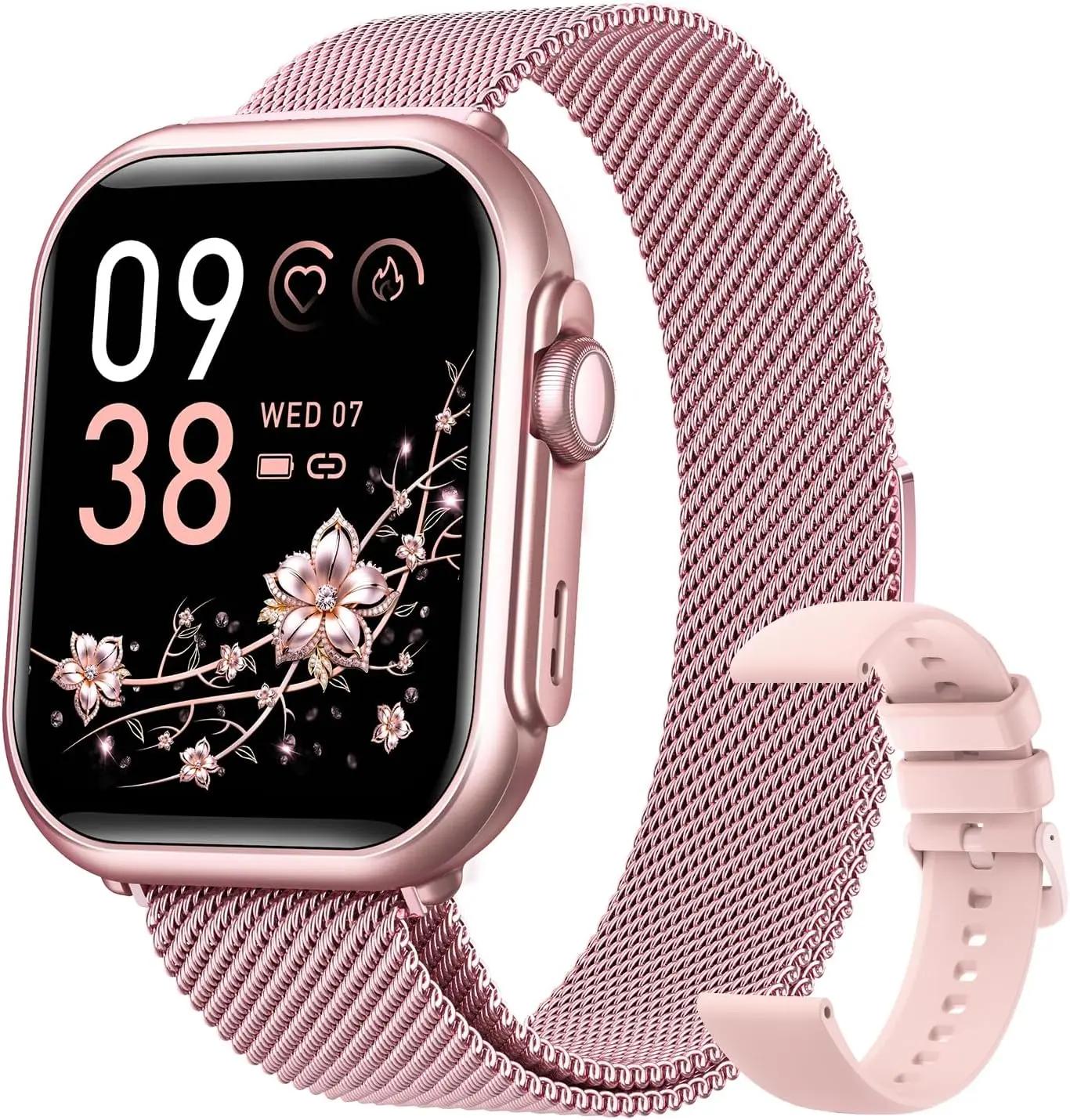 AKUMAKA Smart Watches for Women (Android/iPhone), 1.83" HD Smart Watch with Calls/Messages/Notifications, Sleep/Heart Rate/SpO2/Blood Pressure Monitor, 110+ Sports Modes Fitness Tracker Watch, 1000mAh Battery