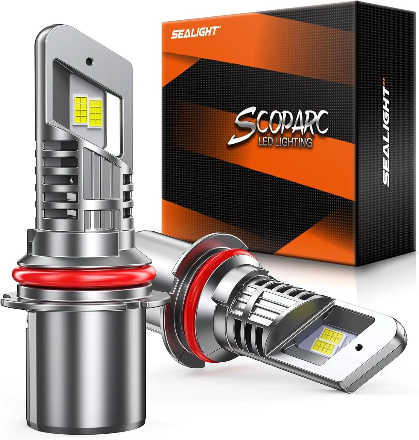 SEALIGHT 9007 Bulbs with 6500K White Light,40000LM Super Bright, 1:1Mini Design Fog Light Bulbs,3 Mins Plug-N-Play, Pack of 2 9007 Bulbs
