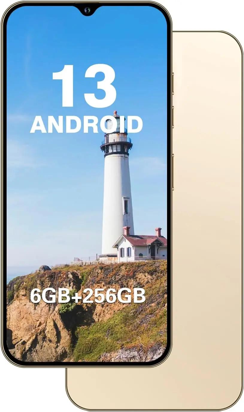 Unlocked Cell Phone A14 Pro Max Smartphone 6GB+256GB Android Phone 13MP+50MP Camera 6.8-inch HD Screen Mobile Phone 5G Dual SIM (Gold1)