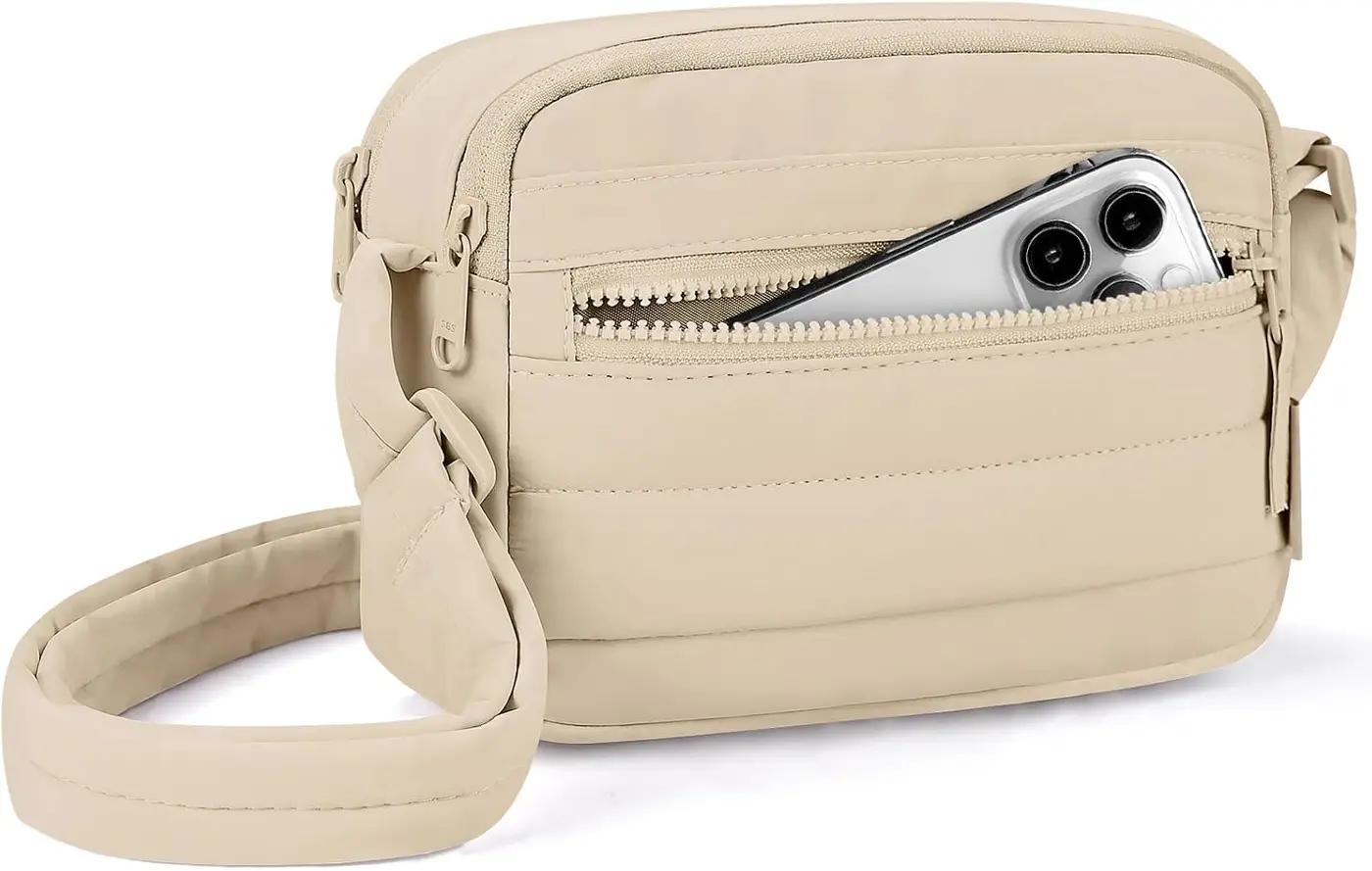 Noozion Crossbody Bag for Women, Puffy Mini Crossbody Purse with RFID Blocking, Small Shoulder Handbag Travel Purse