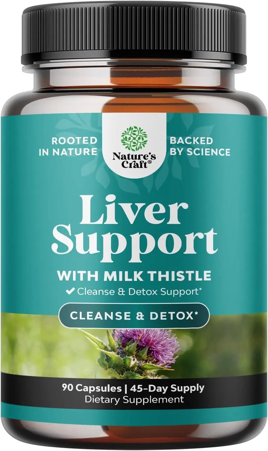 Natures Craft Liver Cleanse Detox &amp; Repair - Herbal Liver Support Milk Thistle Supplement - Silymarin Milk Thistle Supplements with Dandelion Root, Choline, Beetroot &amp; Artichoke Extract - 90 Count