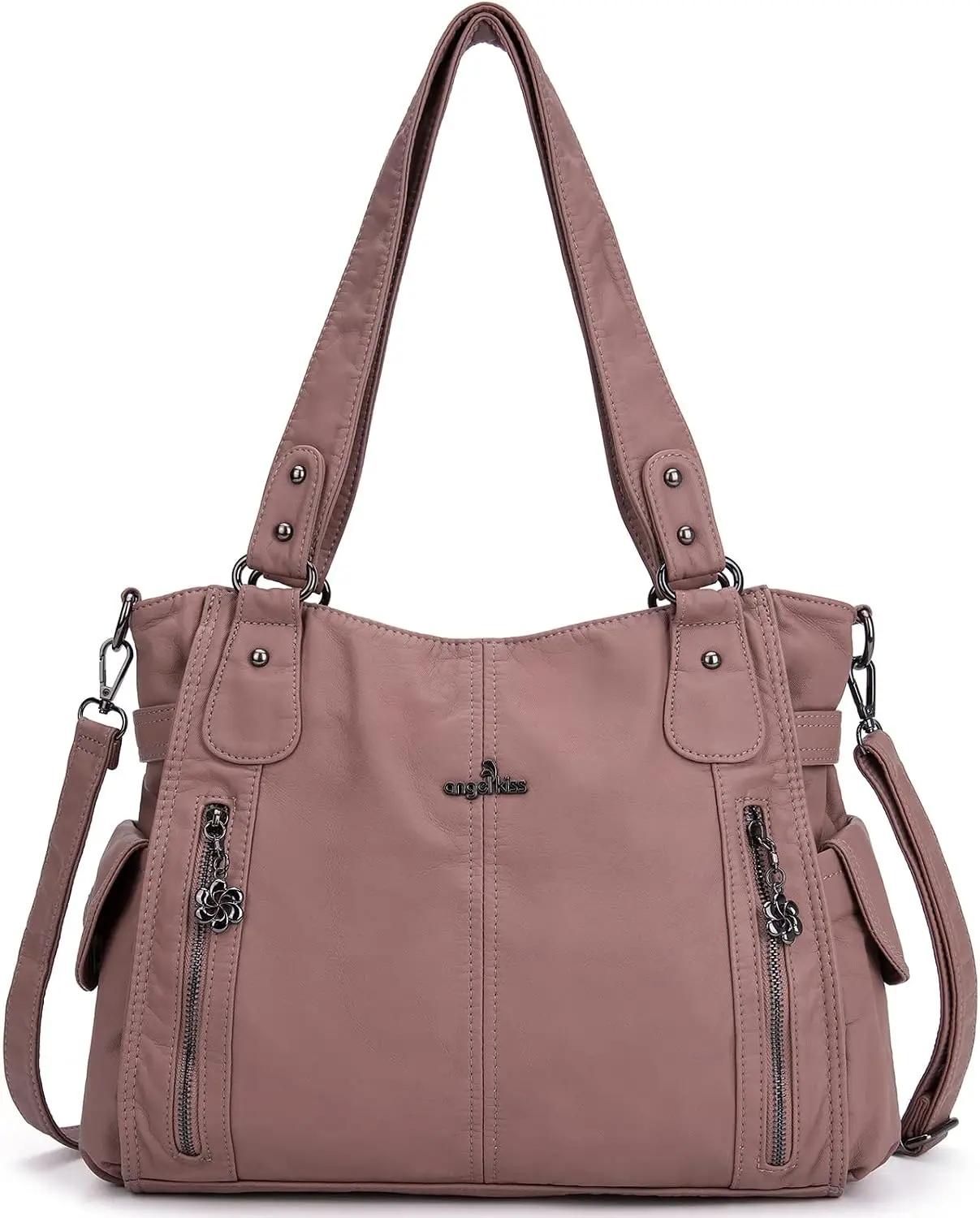 Angel Kiss Handbags for Womens Top-Handle Hobo Purse Roomy Casual Shoulder Bags PU Tote Satchel Purse for Women