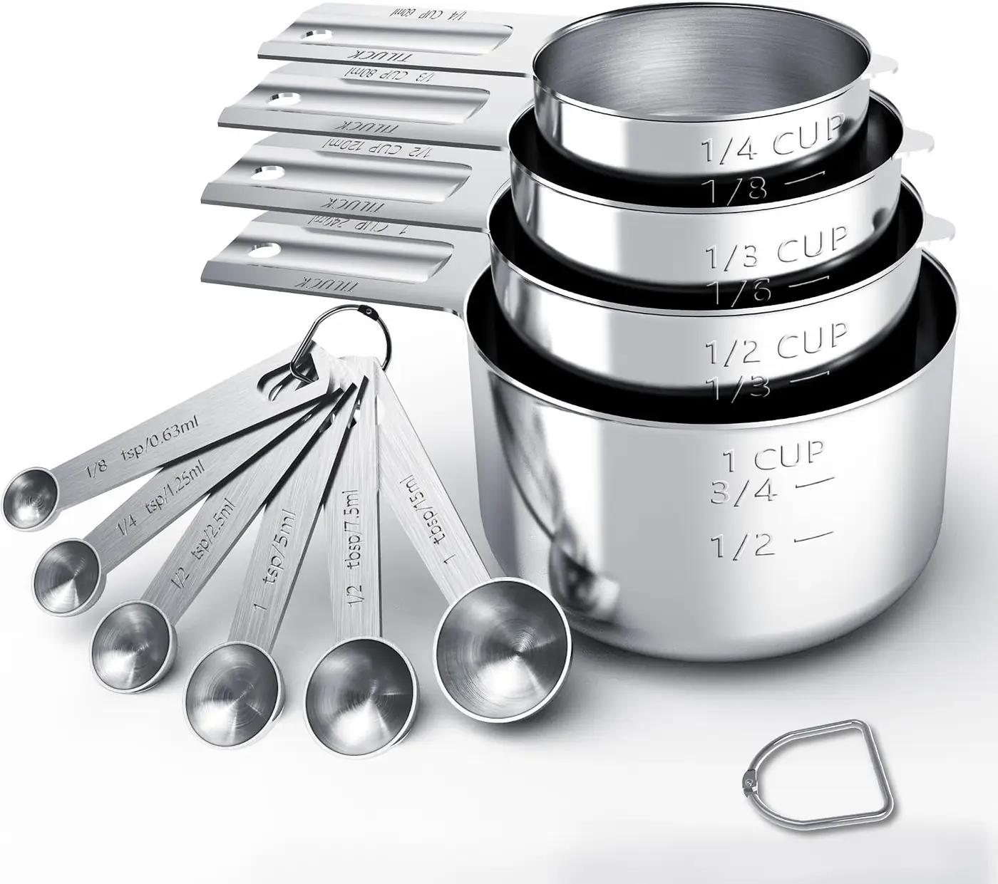 TILUCK Stainless Steel Measuring Cups &amp; Spoons Set, Cups and Spoons,Kitchen Gadgets for Cooking &amp; Baking (10)