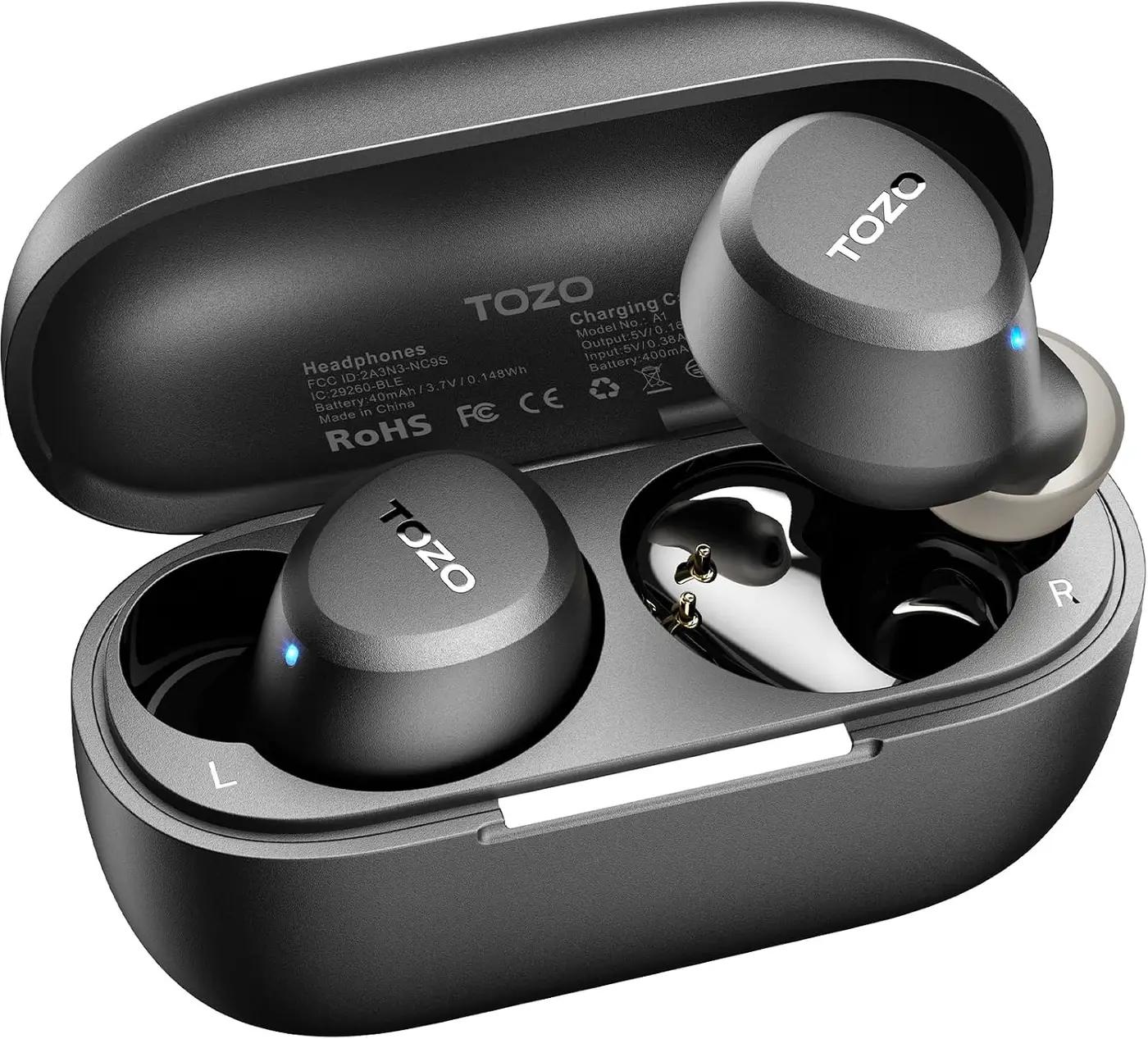 TOZO A1 Wireless Earbuds Bluetooth 5.3 Light Weight in Ear IPX5 Waterproof Headphones 2 Mic for AI Calls, Immersive Premium Sound Bass Headset with Charging Case, 32 Presets EQ Customization via App Global Recycled Standard