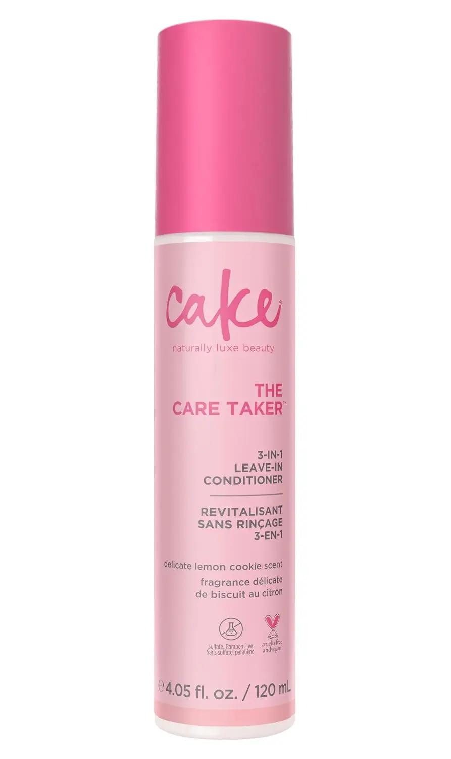 Cake Beauty 3-in-1 Leave in Conditioner, The Care Taker – Moisturizing &amp; Softening – With Coconut Oil, Biotin, Soy &amp; Rice Proteins – For Dry/Normal Hair Types – 4 Fl Oz / 120 mL (Packaging May Vary)