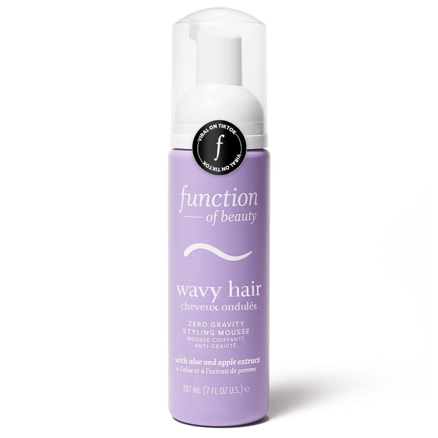 Function of Beauty Wavy Hair Mousse for Styling - Anti-Frizz Hair Styler Adds Volume &amp; Defines Natural Waves - Volumizing &amp; Texturizing Lightweight Styling Foam with Flexible Hold - Hair Care Products