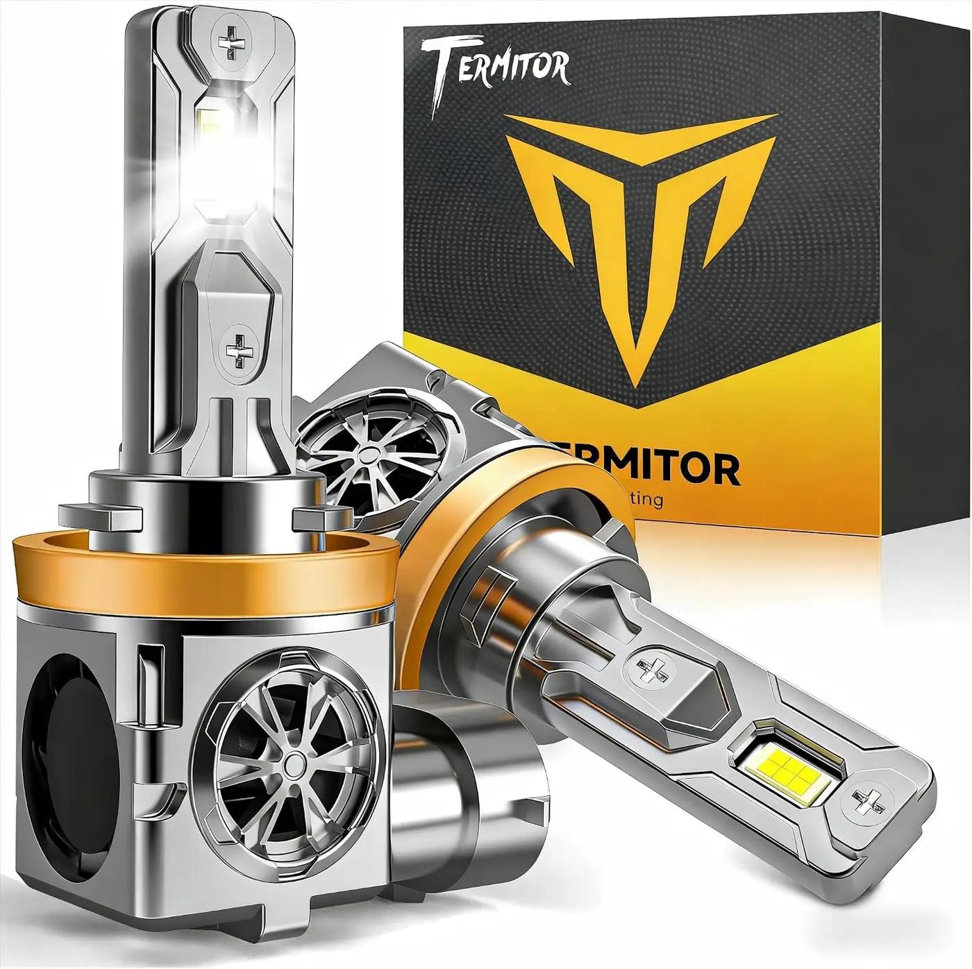 Termitor 2026 Latest H11 LED Bulbs, 45000LM 1000% Brightness, CANBUS Ready No Flickering, Real 1:1 H9 Halogen Size, 70K+ Hours Lifespan, 6500K Cool White Driving &amp; Fog Lights, Plug N Play, Pack of 2