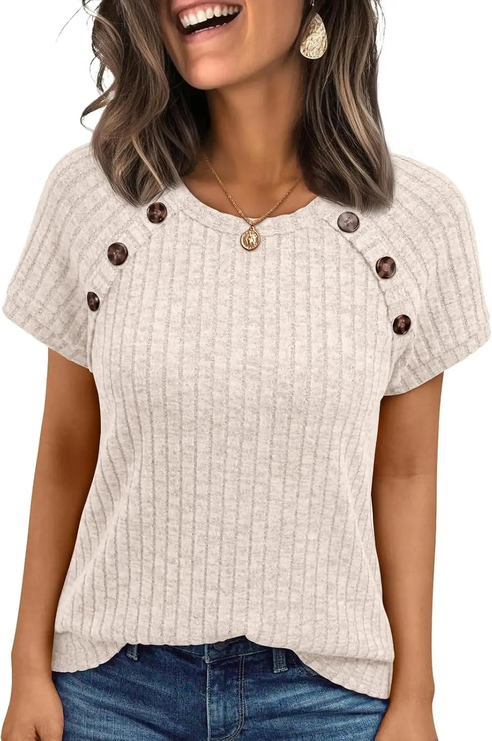 AUTOMET Women's Short Sleeve Shirts Business Casual Blouses Dressy Work Tunic Tops 2026 Spring Sweaters Fashion Clothes OEKO-TEX STANDARD 100