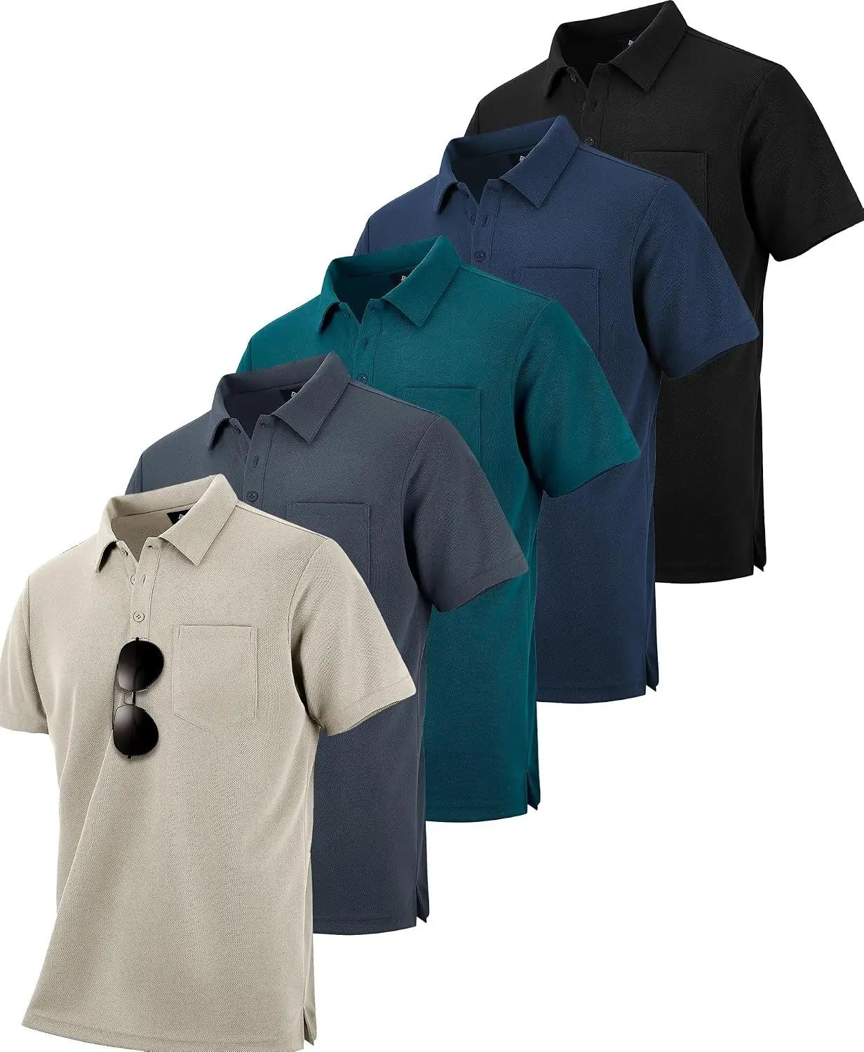 ZITY 5 Pack Polo Shirts for Men with Pocket Dry Quickly Short Sleeve Athletic Outdoor Work Collared Shirts Global Recycled Standard