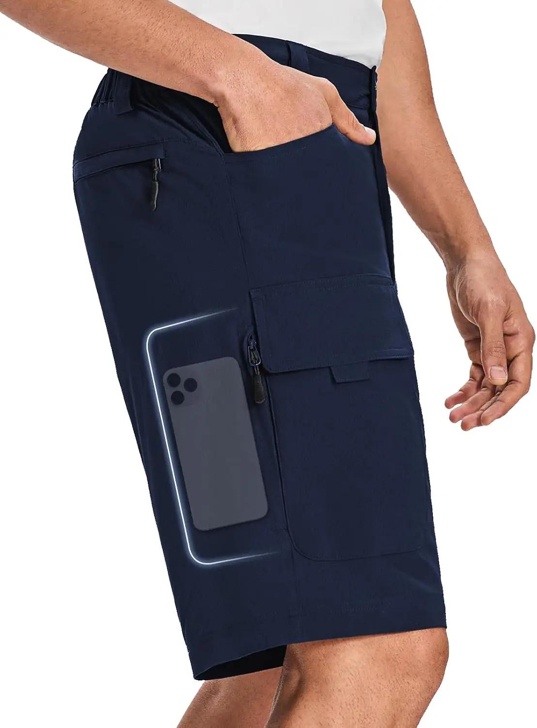 Moosehill Mens Hiking Shorts Phone-Pocket: Lightweight Quick Dry Water Resistant with 6 Pockets for Outdoor Fishing Camping Global Recycled Standard