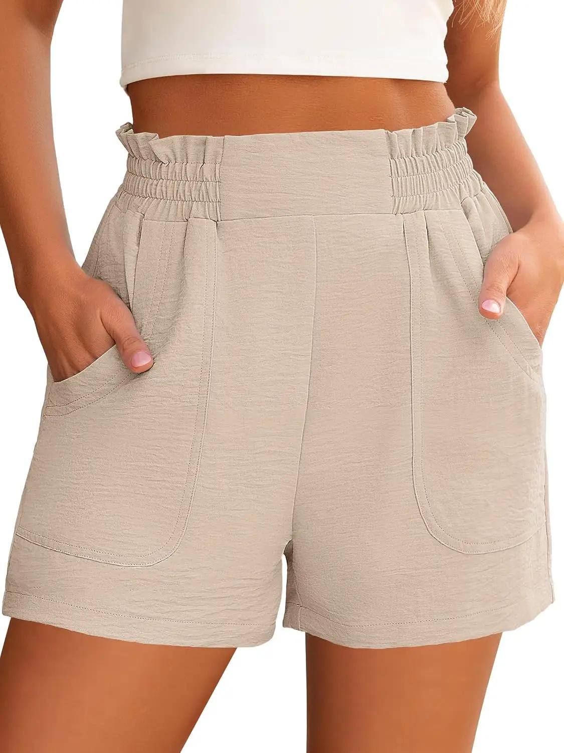 ANRABESS Shorts for Women Summer Casual Elastic High Waisted Wide Leg Cute Dressy Beach Shorts 2026 Vacation Beach Clothes Global Recycled Standard