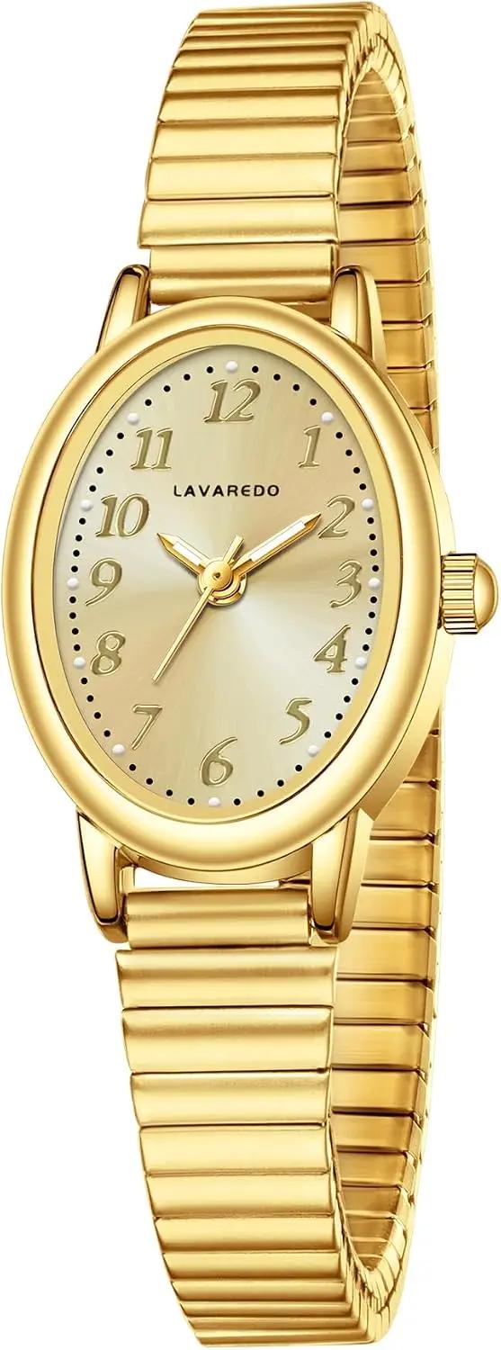 VTAIGE Small Gold Watches for Women, Elegant Analog Womens Watch, Waterproof Ladies Watches with Easy to Read Oval Case, Stainless Steel Expansion Band, Christmas &amp; Birthday Gifts for Women
