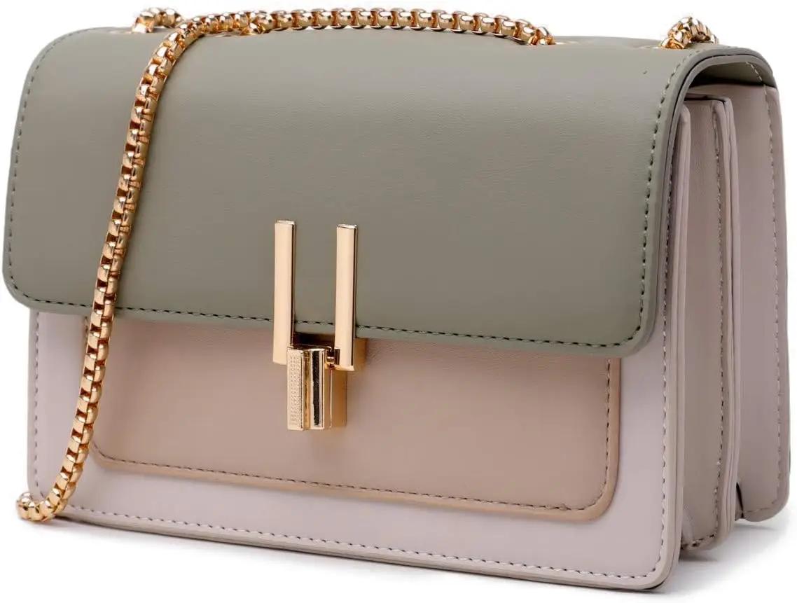 TOP BAND Color-Block Crossbody Bags for Women Leather Cross Body Purses Cute Designer Handbags Shoulder Bag Medium Size