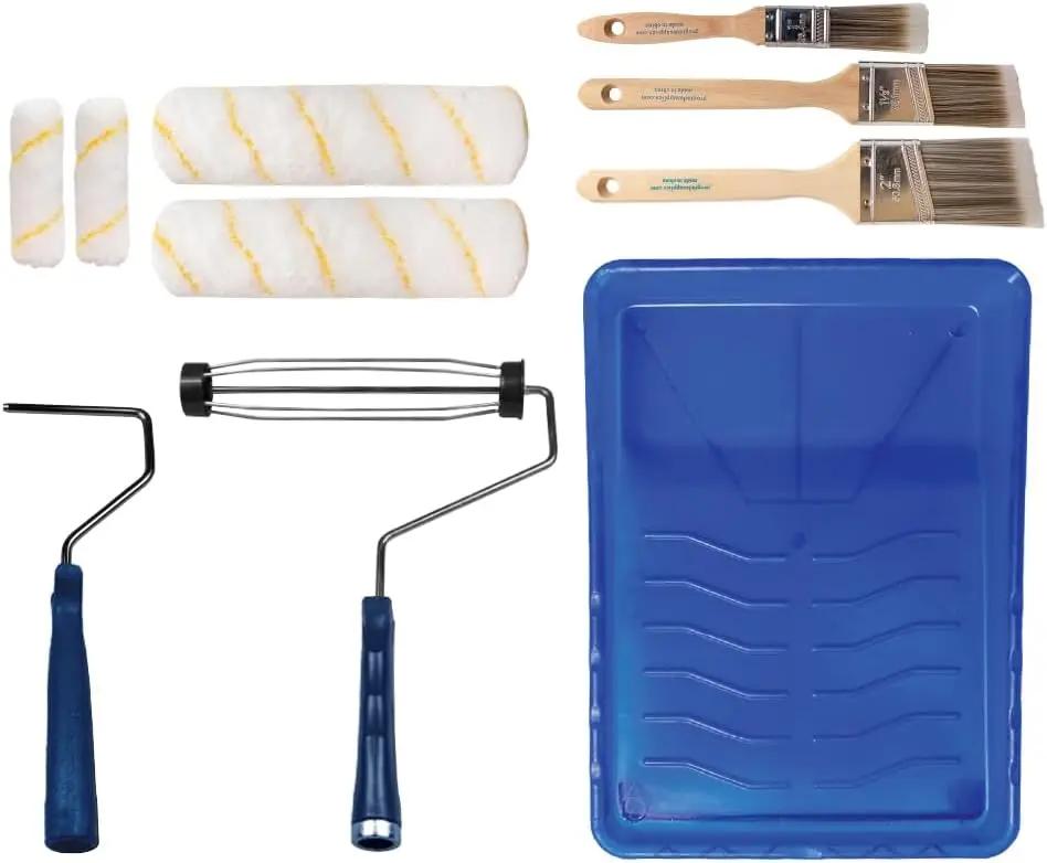 Pro Grade Paint Roller Kit, Brush &amp; Roller,10 Piece Set, Wall Painting Naps for Professionals &amp; Homeowners - All Paints &amp; Stains, Washable, Reusable, Easy to Clean, Superior Absorbency.