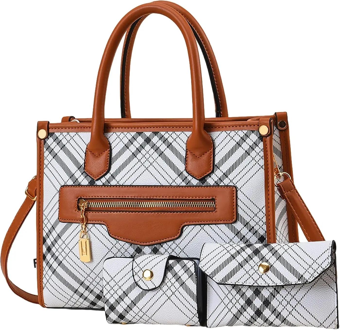 Tigpoy Purses and Handbags for Women, 3Pcs Women's Handbags Fashion PU Leather, Tote Shoulder Top Handle Satchel Purse Bags