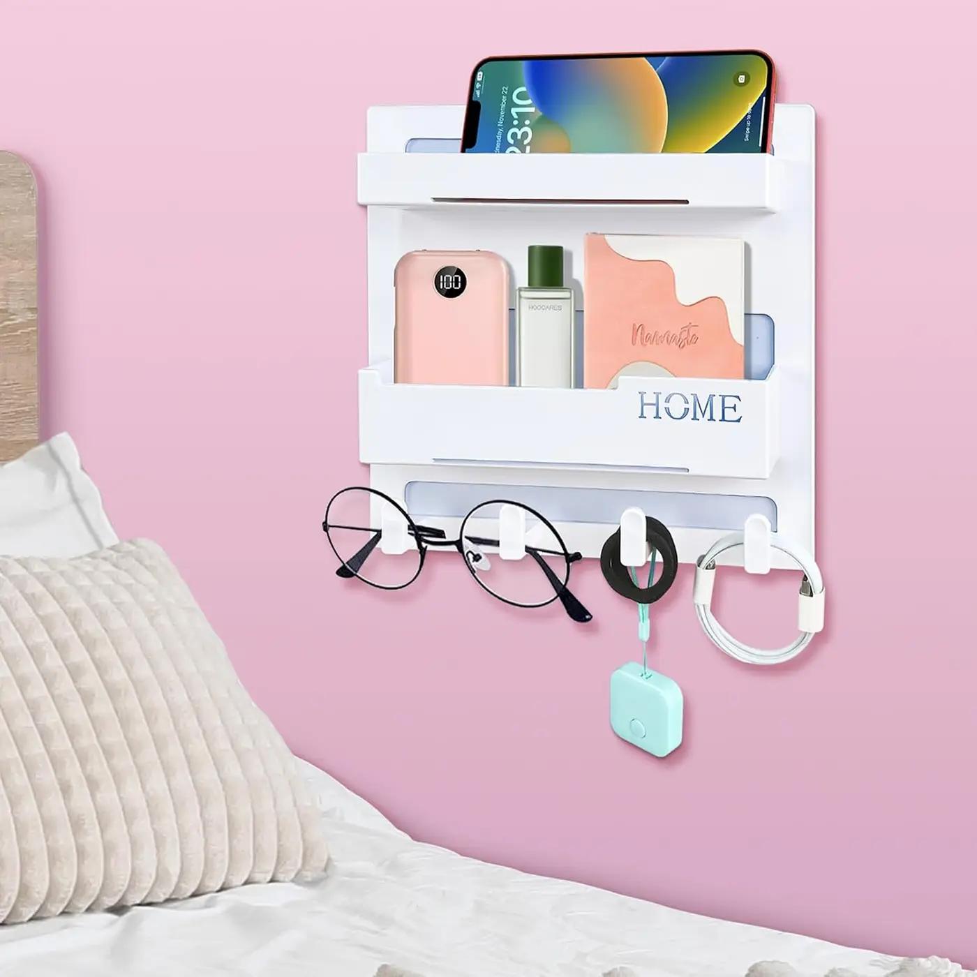 CHENYAOAI CHENYAOAI Bedside Shelf Accessories Organizer, Wall Mount Self Stick On, Cute Room Decor Aesthetic, Girls Room Decor, Cool Stuff for Bedroom Storage and Organization