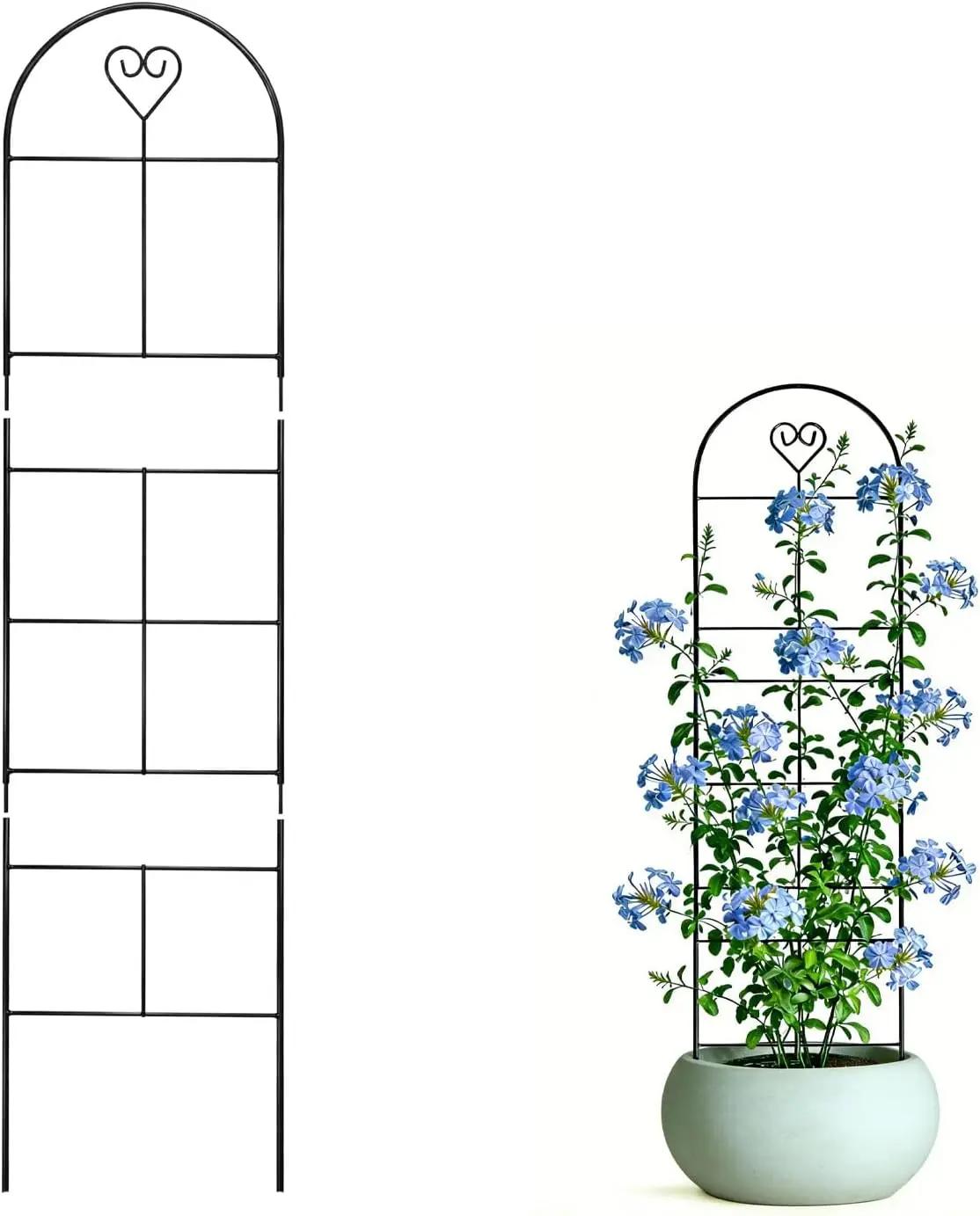 46" Metal Garden Trellis, 3-Section Plant Trellis for Climbing Plants Indoor &amp; Outdoor, Plant Support for Roses, Vines &amp; Vegetables, 1 Pack, Black