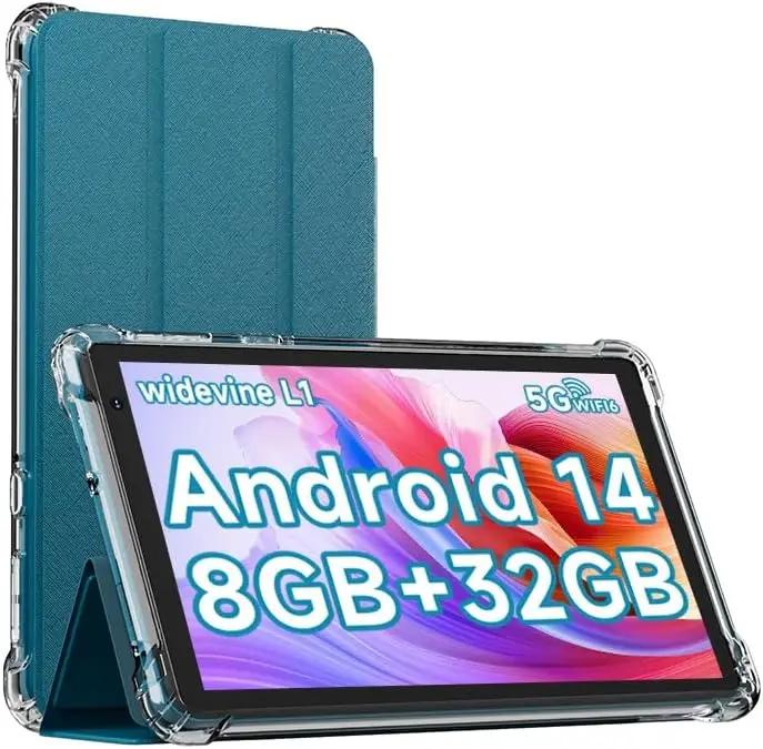 IWEGGO Android 14 Tablet with Case, 7 Inch 8GB RAM+32GB ROM/ 1TB Expandable Computer, 5MP Camera Tablets, 1.6Ghz Quad-core Processor, 3000mAH Battery Tablet PC, 5G WiFi, Games 7'' Android Laptop Blue