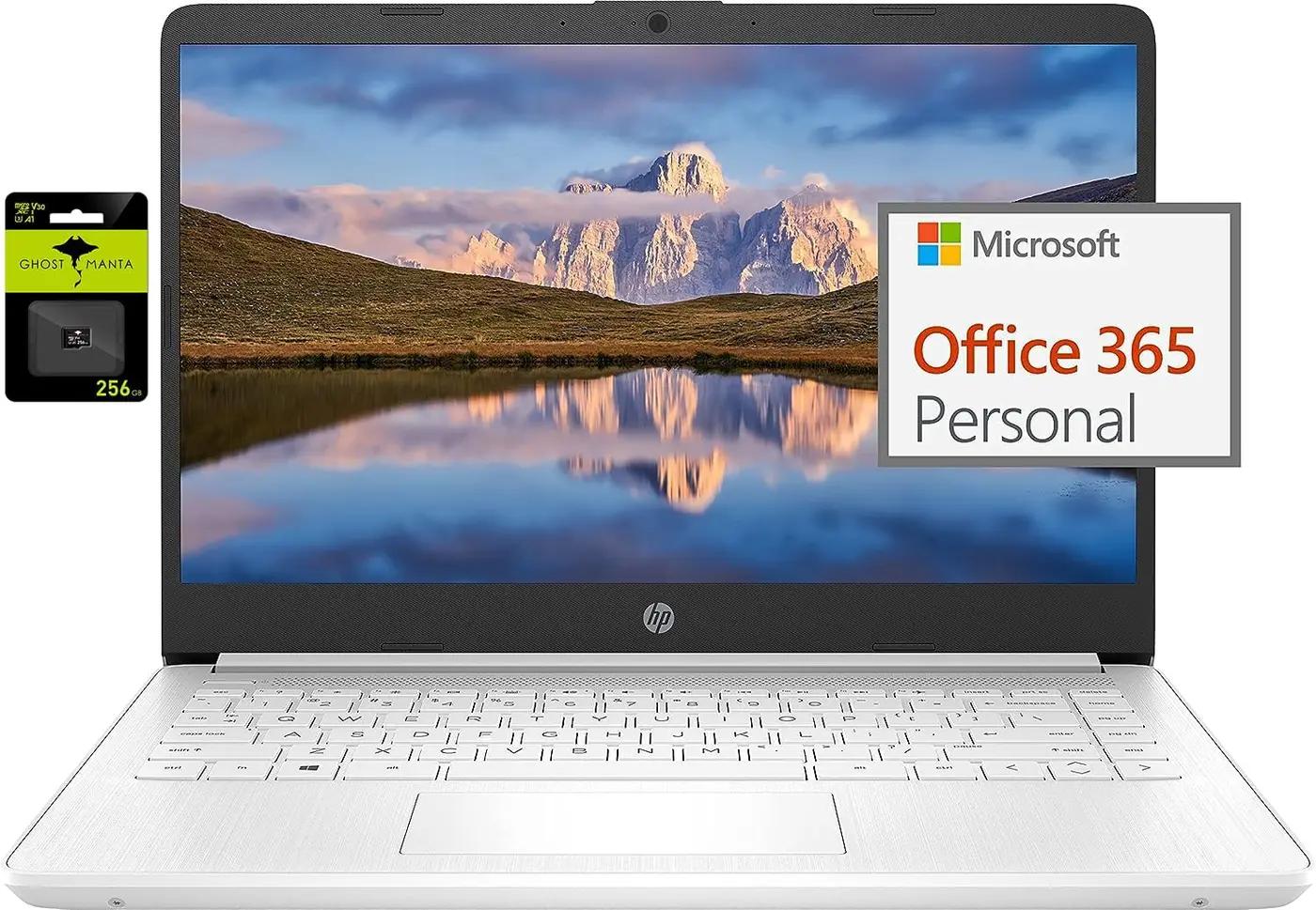 HP 14" Latest Stream Laptop Ultral Light for Students and Business, Intel Celeron 8GB RAM, 320GB Storage (64GB eMMC+256GB Ghost Manta SD Card), 1 Year Office 365, HDMI, WiFi, USB-A&amp;C, Win 11