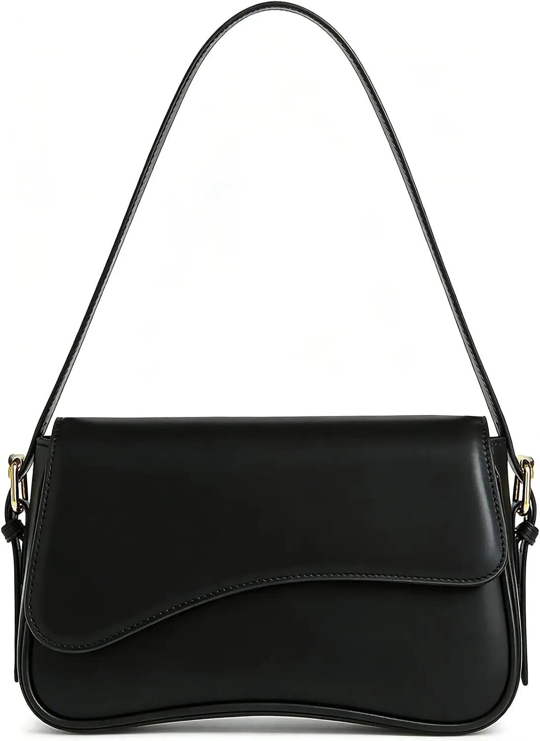 Amszke Shoulder Bag for Women Y2K Crossbody Purse PU Leather Underarm Handbag 2 Adjustable Strap for Daily Commute Travel