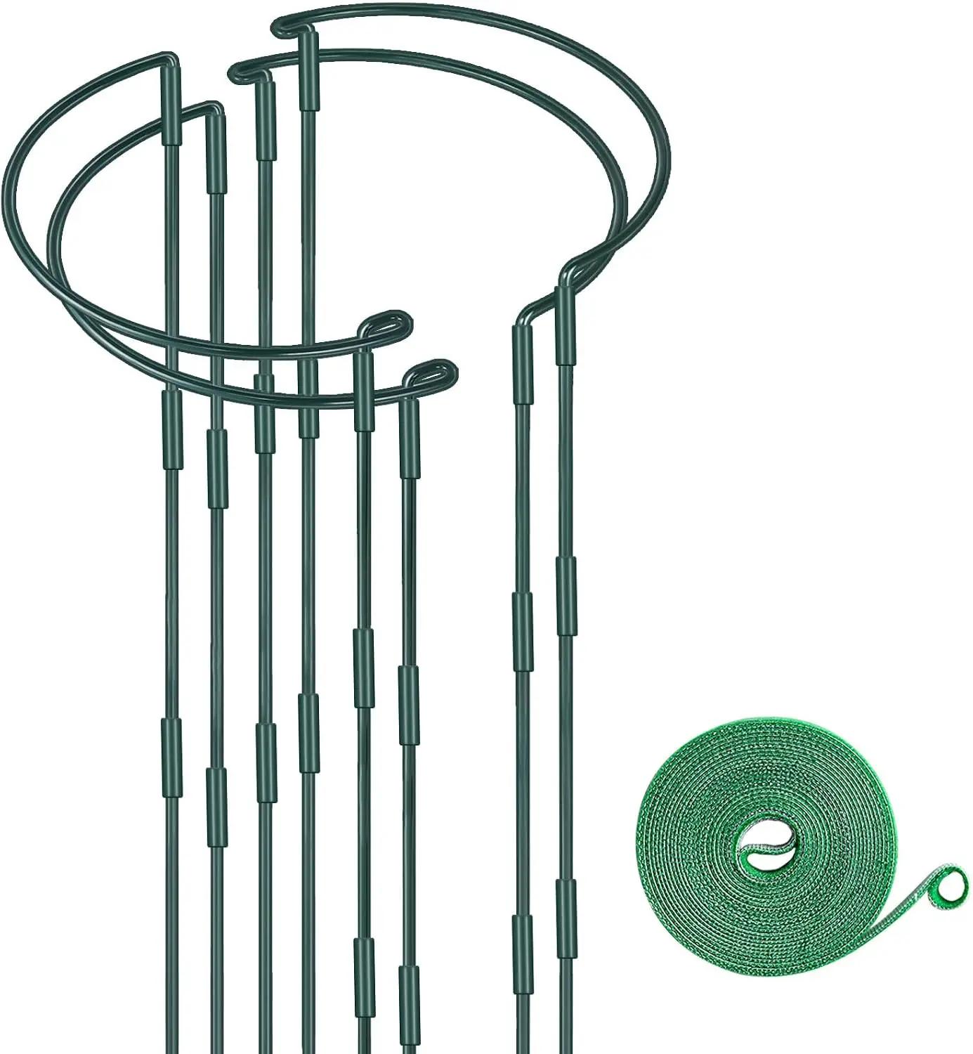 HiGift 4 Pack Height Adjustable Metal Plant Support (36" H or 24" H or 12" H), Heavy Duty Peony Cages and Supports, Half Round Tall Plant Support Ring for Outdoor Indoor Plant Hydrangea Flower