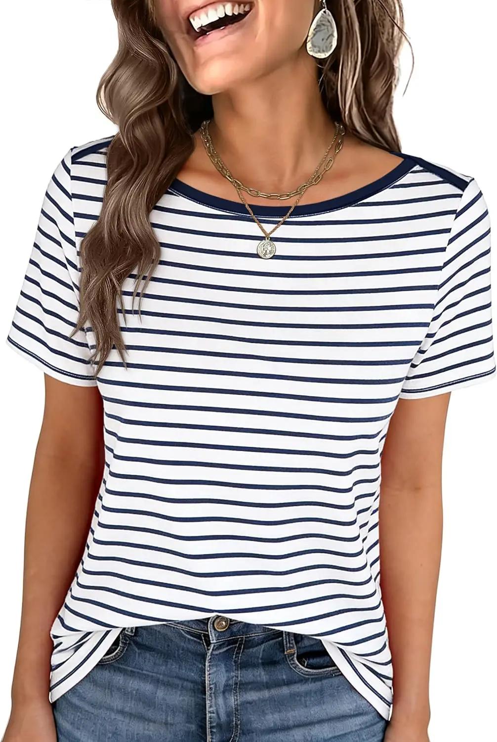 ANRABESS Womens Boat Neck Tops Short Sleeve T-Shirts Causal Fashion Tee Shirts 2026 Summer Spring Clothes
