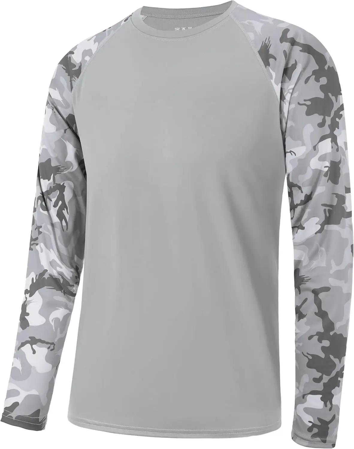 FISHEAL Men's Long Sleeve Fishing Shirts, UPF 50+ Camo Sun Protection Rash Guard, UV Shirt for Swimming Hunting Outdoor